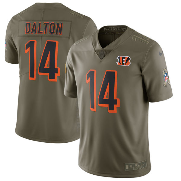 Youth Cincinnati Bengals #14 Dalton Nike Olive Salute To Service Limited NFL Jerseys->youth nfl jersey->Youth Jersey